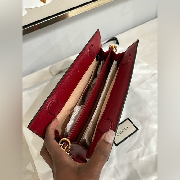 SOLD- NWT Gucci Red and Navy Ophidia Shoulder Bag - Picture 9 of 14